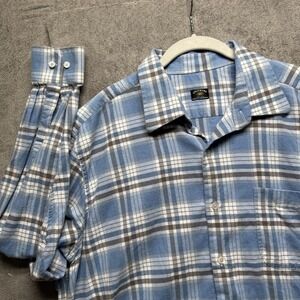 Maus & Hoffmann solemare Shirt Mens XL Button Up Made In Italy Cotton Blue Plaid